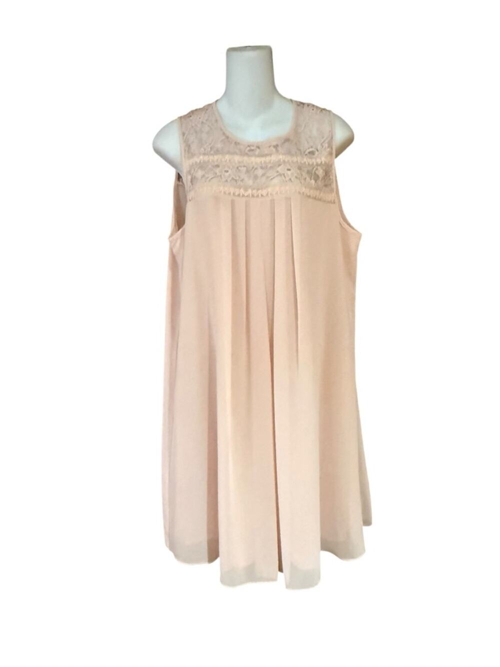 BCBGeneration Women’s Large Sleeveless Lace Yoke Chiffon Dress - Blush